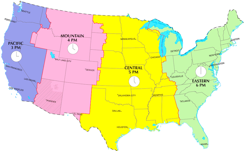 Vegas Vector Map - Time Zone Is Illinois (855x531)