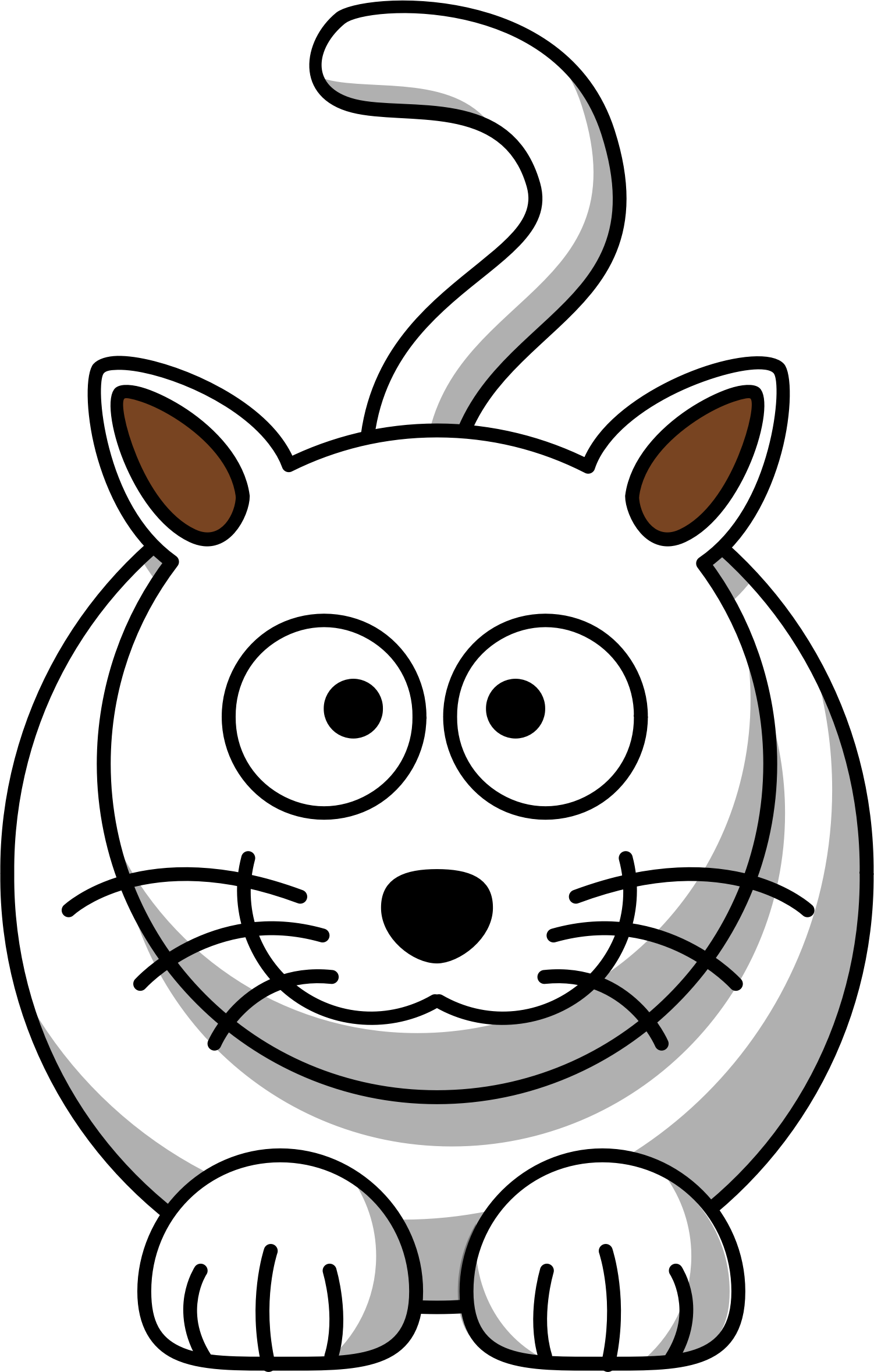 White Cat Clip Art Transparent Download - Cartoon Animals Images Black And White (1502x2357)