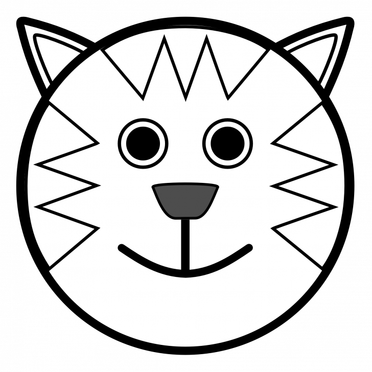 Medium Size Of Simple Australian Animal Drawings Cool - Cat Face Clipart Black And White (728x728)