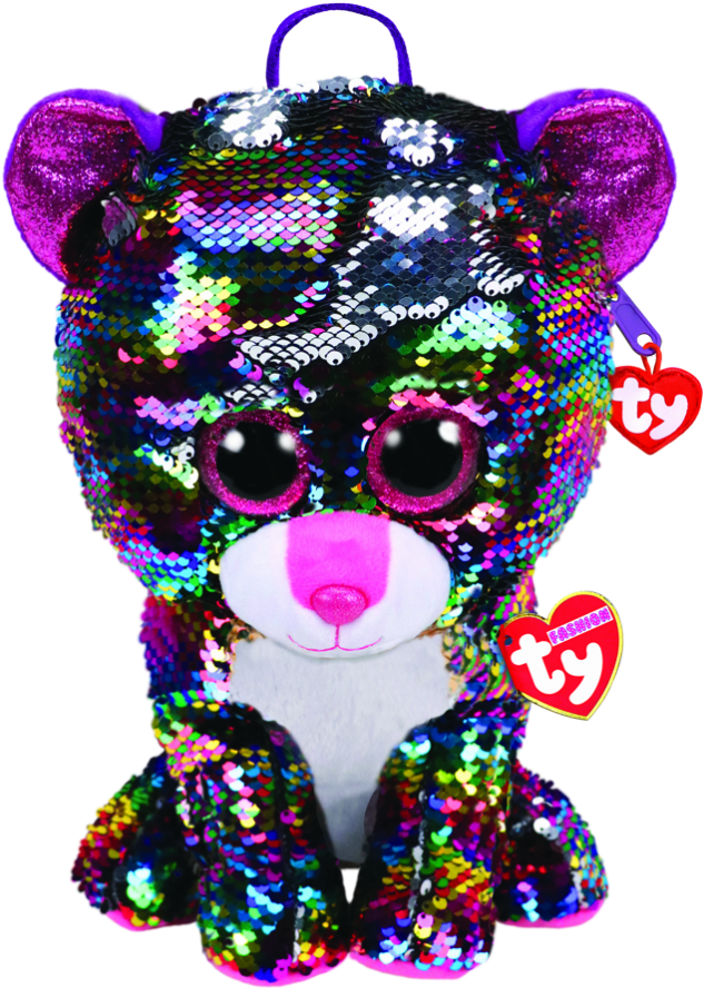 Dotty The Multicoloured Leopard Sequin Backpack Ty - Magic Beanie Boos Ty (650x897)