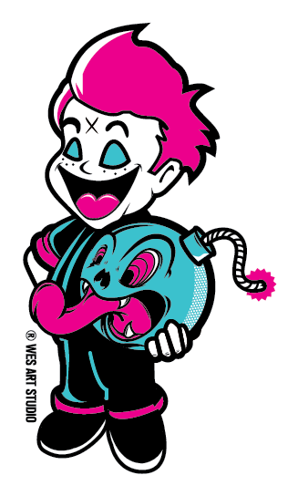 Sticker Pack By Wes Art Studio Crazy Art, Skull Design, - Drawing (388x627)