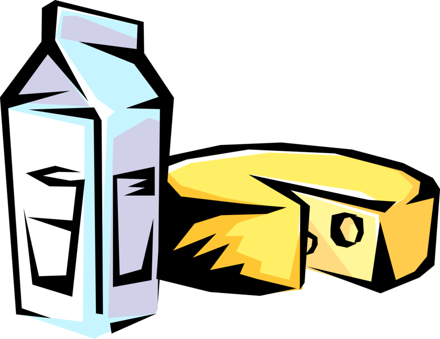 Vector Illustration Of Dairy Milk And Cheese - Vector Illustration Of Dairy Milk And Cheese (908x700)