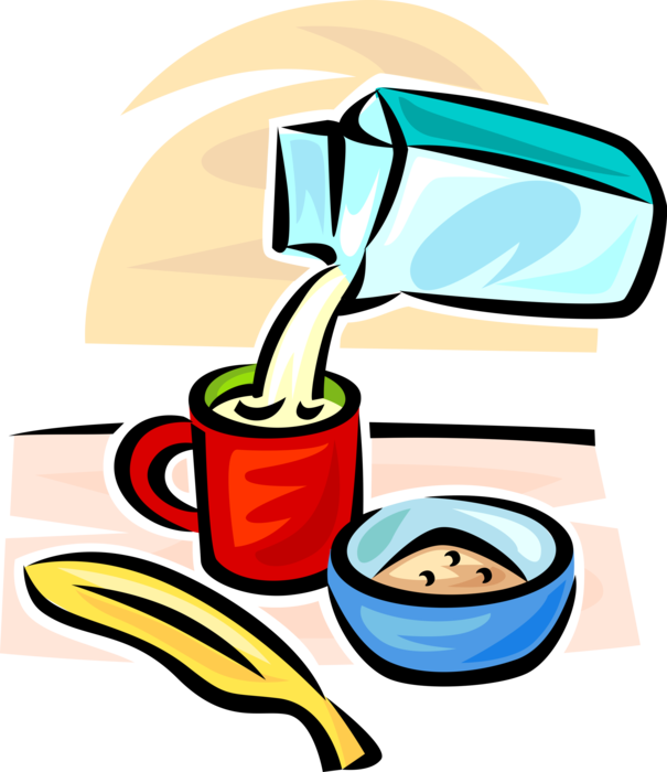 Vector Illustration Of Dairy Milk Carton, Mug Cup, - Milk (605x700)