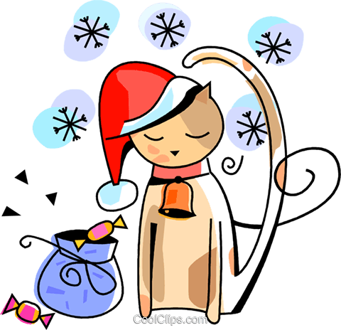 Christmas Cat Resting With Some Candies Royalty Free - Katze Weihnachten Clipart (480x464)