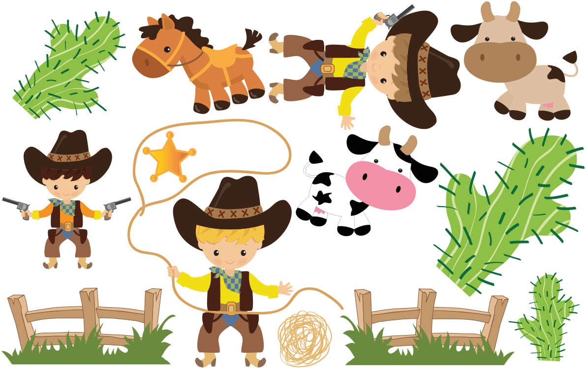 Sticker Les Cowboys Ambiance Sticker Col Sand A098 - Cartoon (1200x1200)