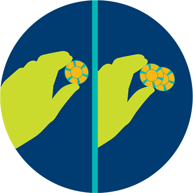 One Hand Is Seen Holding A Single Chip - Casino Token (637x637)