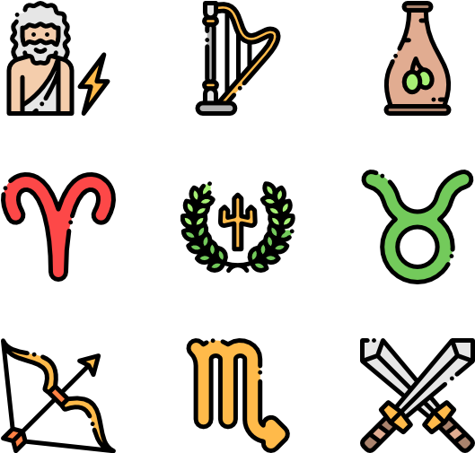Greek Mythology - Ancient Greece Symbols (600x564)