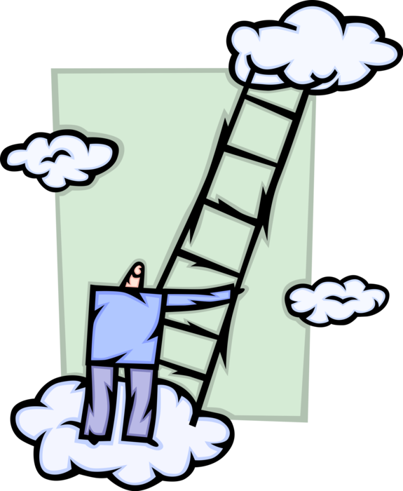 Climbing Ladders Royalty Free Vector Clip Art Illustration - Climbing Ladders Royalty Free Vector Clip Art Illustration (575x700)