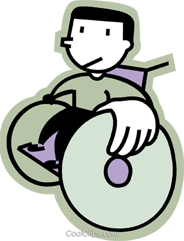 People With Disabilities Royalty Free Vector Clip Art - Boy In Wheelchair (367x480)
