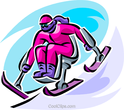 Disabled Downhill Skier Royalty Free Vector Clip Art - Disability (480x429)