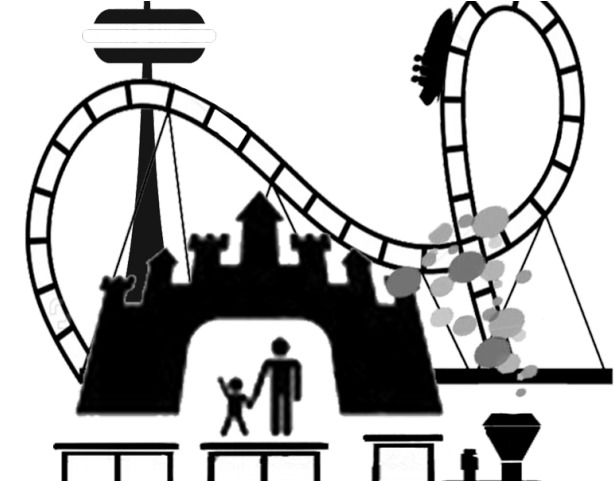 Amusement Park Clipart Silhouette - Amusement Park Clipart Black And White (640x480)
