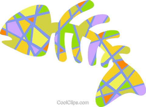 Colorful Fish Bones Royalty Free Vector Clip Art Illustration - Drawing (480x353)