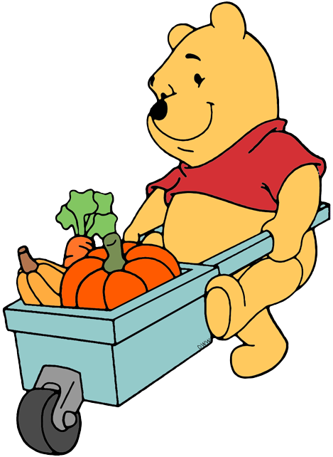 Winnie The Pooh Carting Vegetables Clip Art - Winnie The Pooh Carting Vegetables Clip Art (469x642)