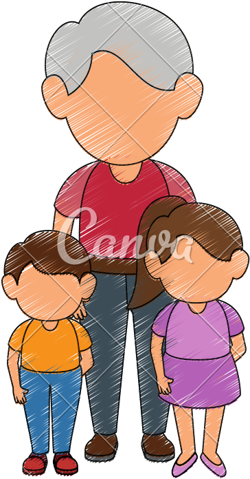 Grandchildren And Grandfather - Grandchildren And Grandfather (800x800)