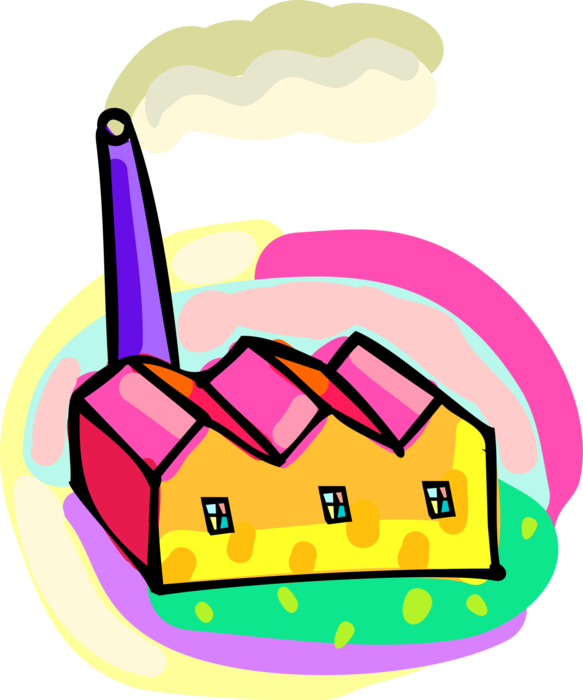 Vector Illustration Of Industrial Manufacturing Factory - Vector Illustration Of Industrial Manufacturing Factory (583x700)