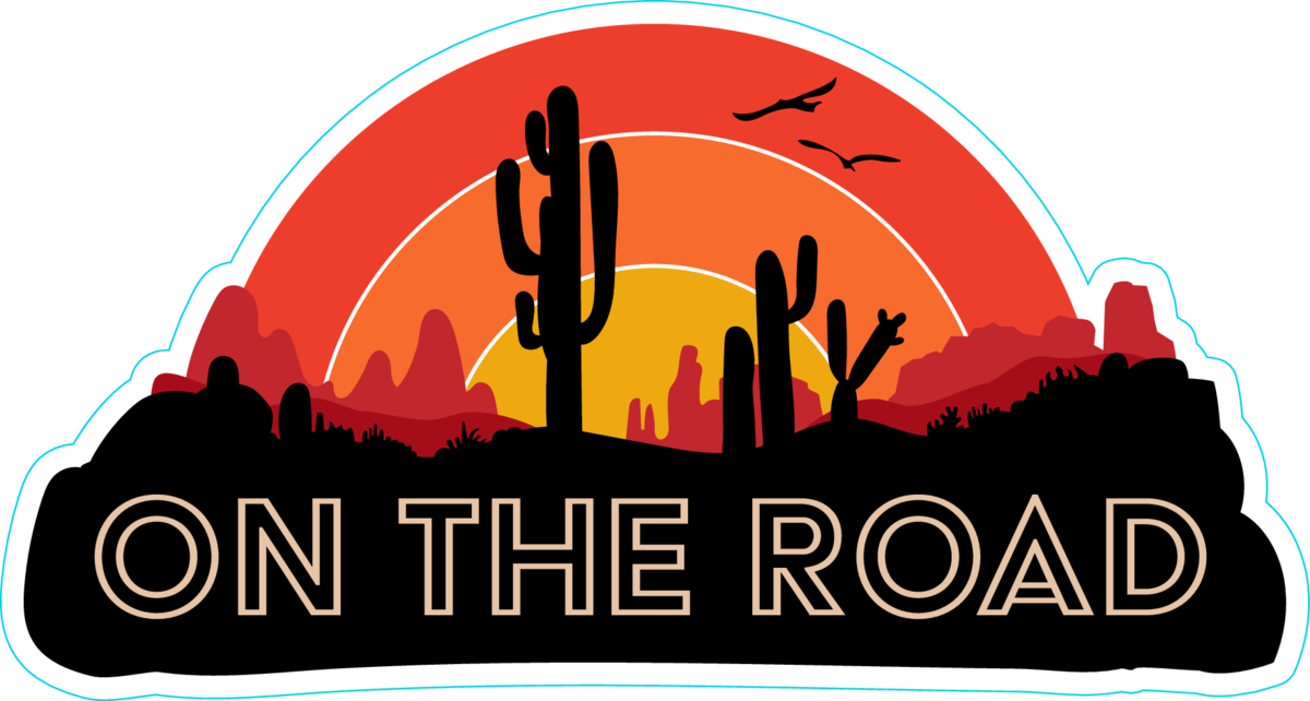 On The Road Cactus Sticker - On The Road Cactus Sticker (1200x642)