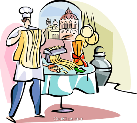 Italian Chef Making Pasta Royalty Free Vector Clip - Italian Chef Making Pasta Royalty Free Vector Clip (480x430)