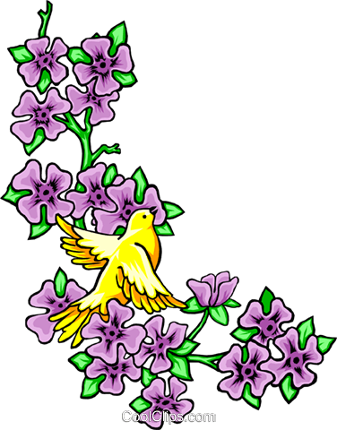 Floral Design With Bird Royalty Free Vector Clip Art - Floral Design With Bird Royalty Free Vector Clip Art (376x480)