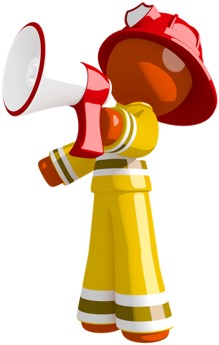 Orange Man Firefighter Announcing Through Megaphone - Orange Man Firefighter Announcing Through Megaphone (369x550)
