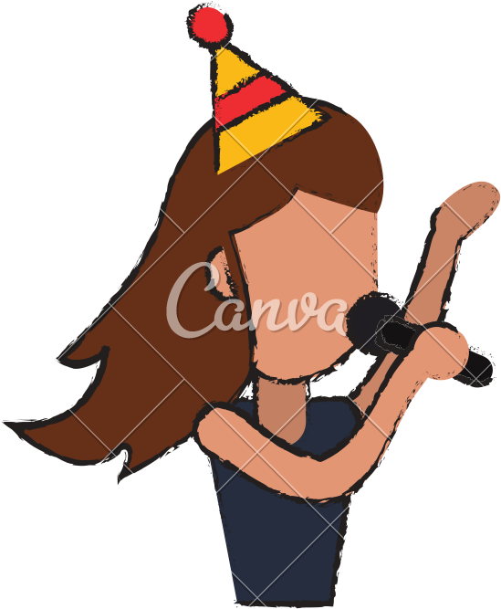 Party Girl Singing Sketch - Party Girl Singing Sketch (800x800)