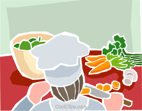Chef Preparar Legumes Livre De Direitos Vetores Clip - Chef Preparar Legumes Livre De Direitos Vetores Clip (480x375)