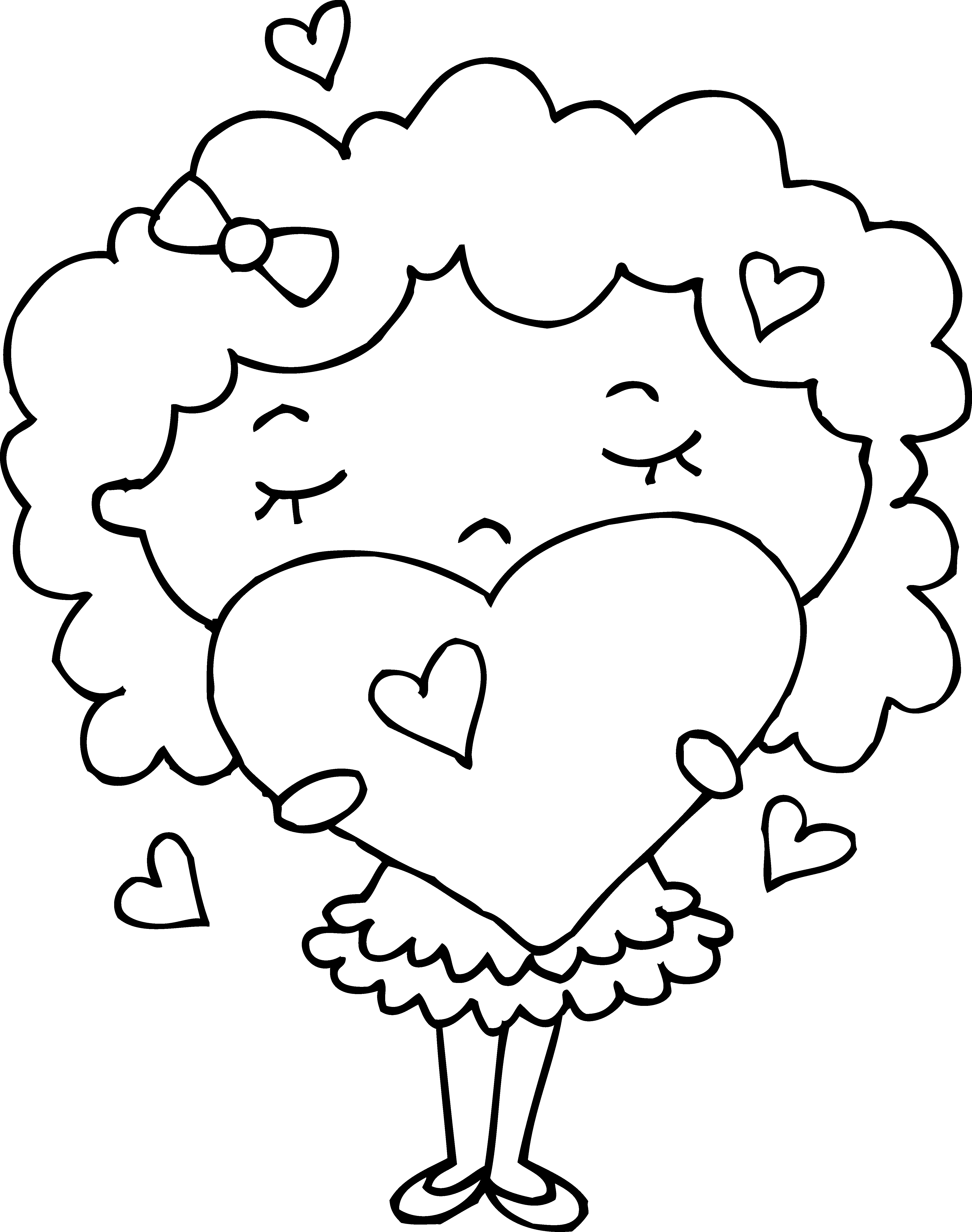 Coloring Page Of Girl With Hearts - Coloring Page Of Girl With Hearts (4709x5966)