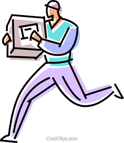 Courier Delivering A Package Royalty Free Vector Clip - Courier Delivering A Package Royalty Free Vector Clip (419x480)