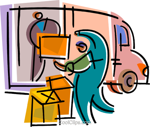 Courier Services Royalty Free Vector Clip Art Illustration - Courier Services Royalty Free Vector Clip Art Illustration (480x405)