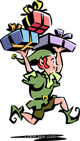 Santa's Elf With Christmas Presents Royalty Free Vector - Santa's Elf With Christmas Presents Royalty Free Vector (273x480)