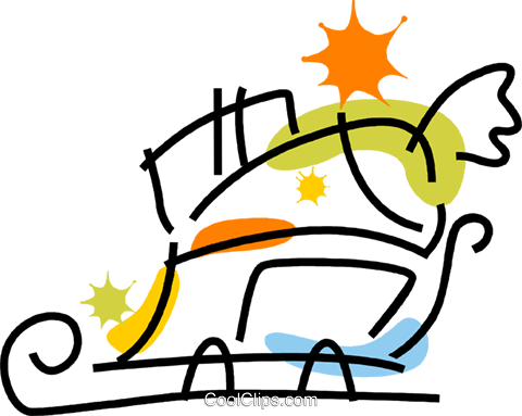 Santa's Sleigh Loaded With Presents Royalty Free Vector - Santa's Sleigh Loaded With Presents Royalty Free Vector (480x383)