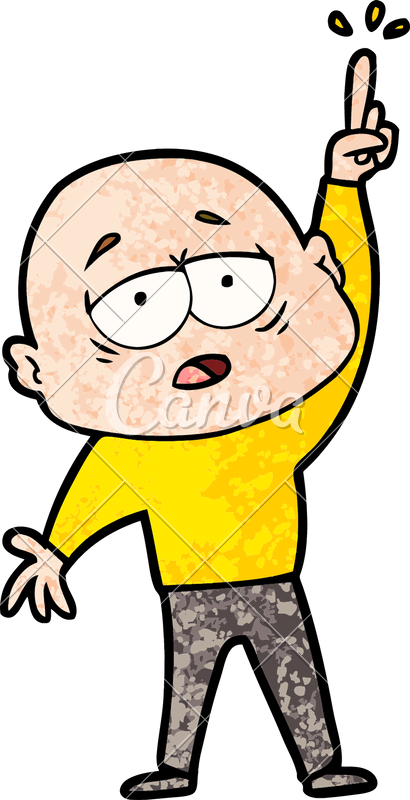 Cartoon Tired Bald Man With Idea - Cartoon Tired Bald Man With Idea (410x800)