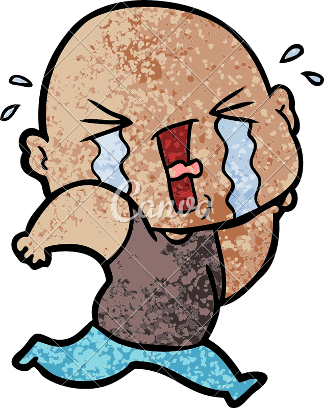 Cartoon Crying Bald Man - Cartoon Crying Bald Man (635x800)