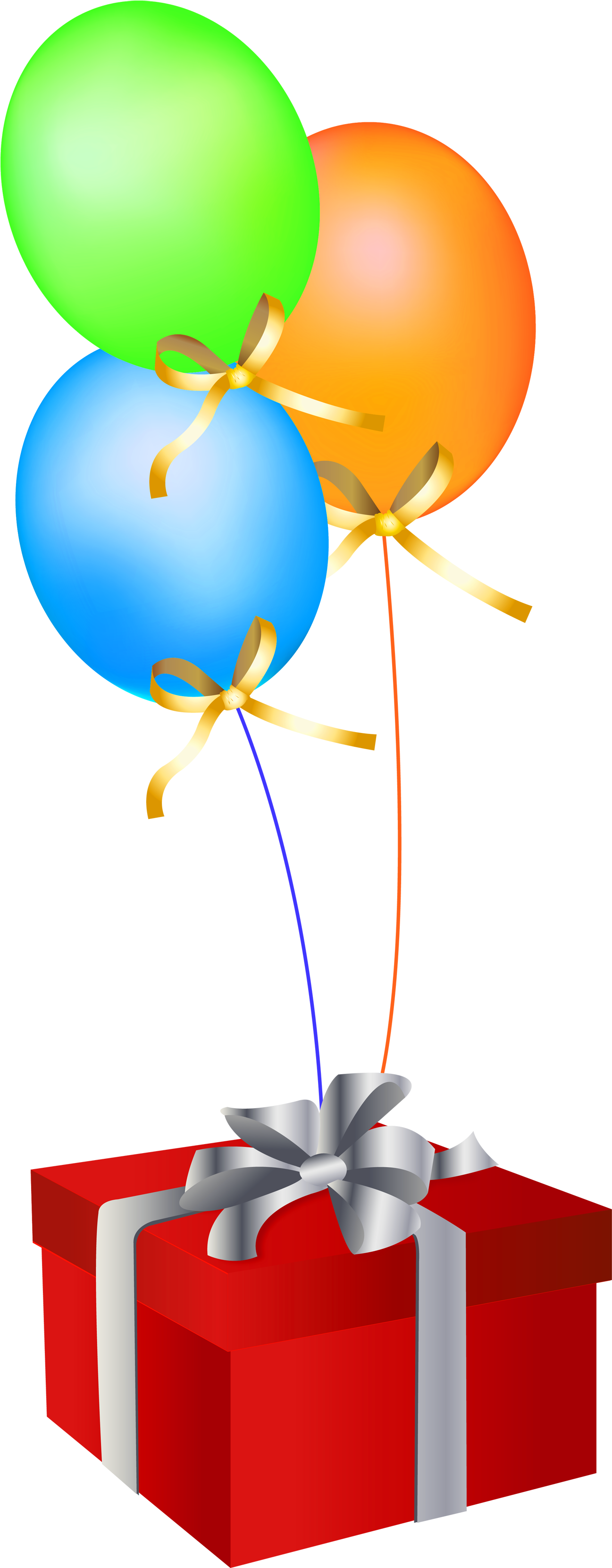 Red Gift Box With Balloons - Red Gift Box With Balloons (1400x3406)