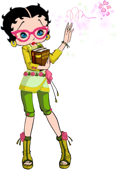 Betty Boop With Glasses Spreading Healing Herbs - Betty Boop With Glasses Spreading Healing Herbs (450x636)