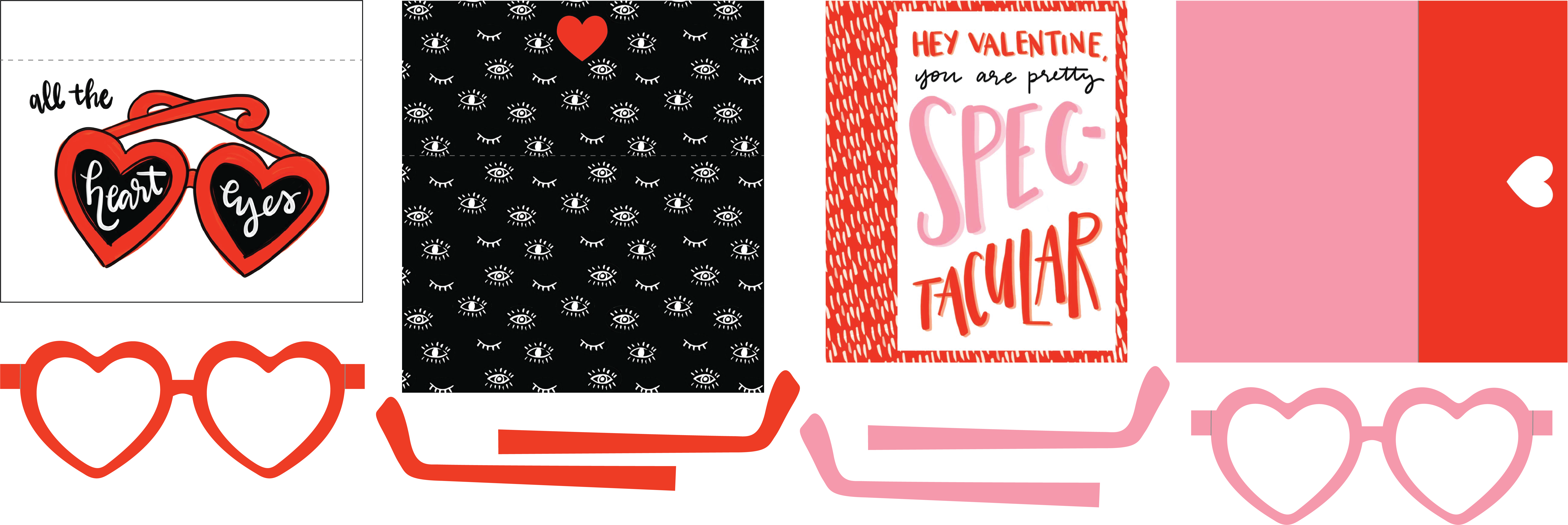Printable Valentine Cards With Heart Glasses Supplies - Printable Valentine Cards With Heart Glasses Supplies (7796x2611)