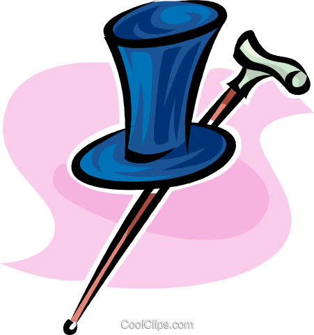 Top Hat And Walking Cane Royalty Free Vector Clip Art - Top Hat And Walking Cane Royalty Free Vector Clip Art (451x480)
