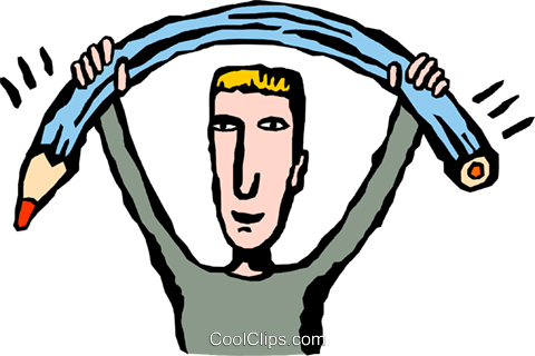 Man Bending A Pencil Royalty Free Vector Clip Art Illustration - Man Bending A Pencil Royalty Free Vector Clip Art Illustration (480x320)