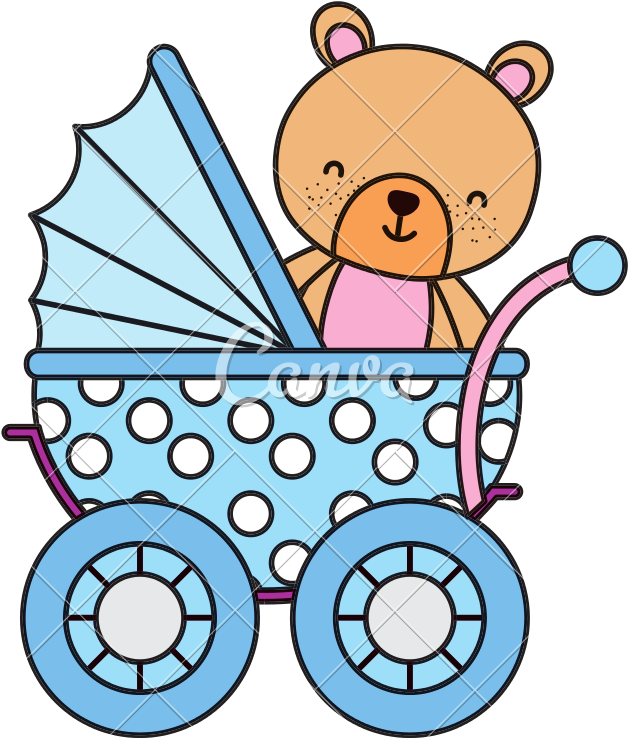 Color Bear Teddy Animal Inside Baby Stroller - Color Bear Teddy Animal Inside Baby Stroller (800x800)