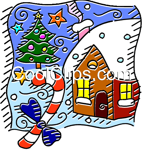 Country Home At Christmas Time Royalty Free Vector - Country Home At Christmas Time Royalty Free Vector (452x480)