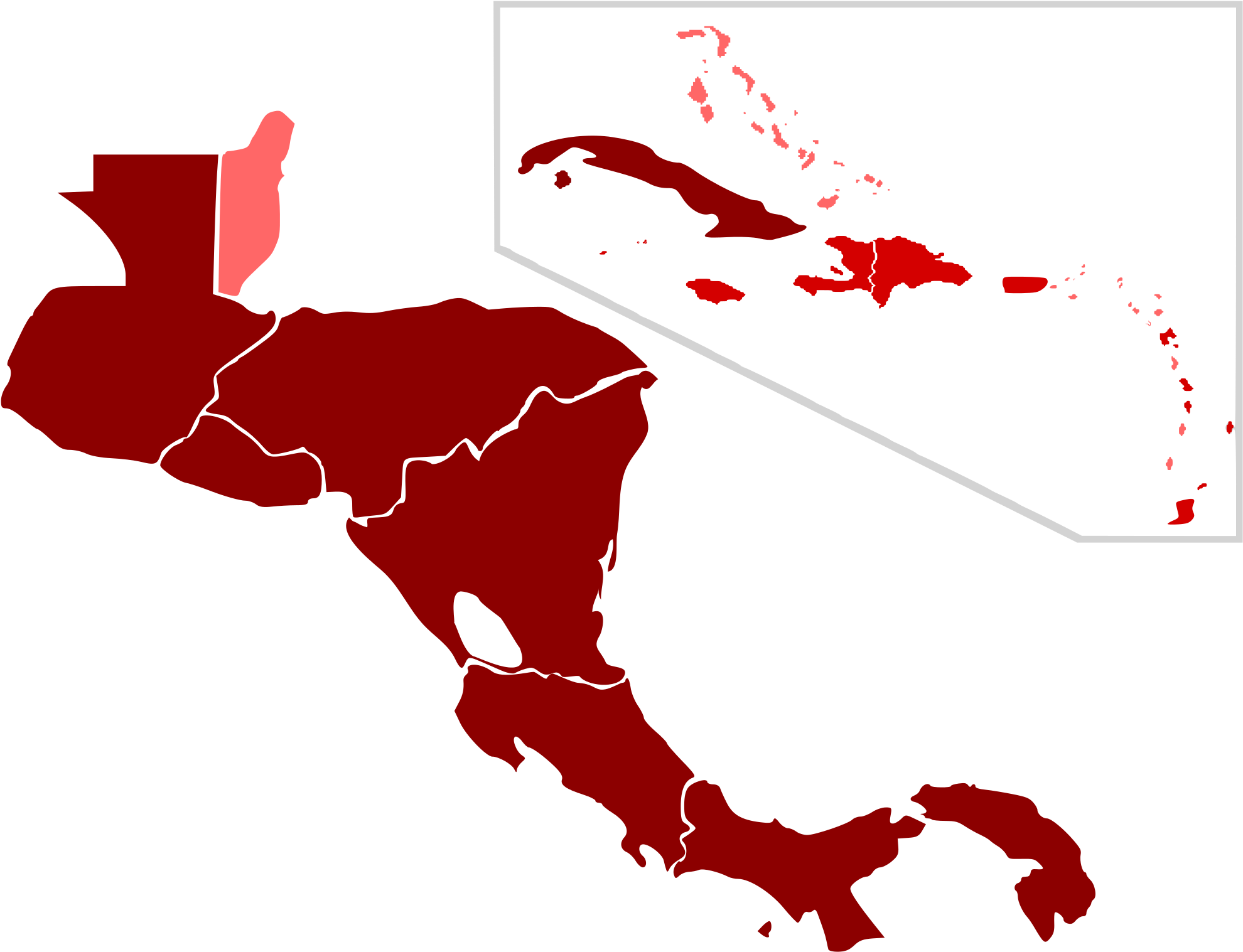 H1n1 Central America Map By Confirmed Cases - H1n1 Central America Map By Confirmed Cases (2000x1531)