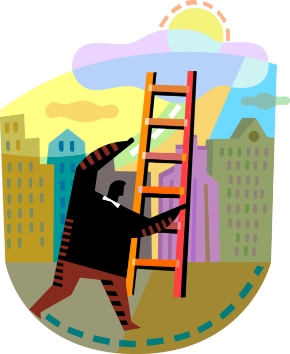 Vector Illustration Of Ambitious Businessman Climbs - Vector Illustration Of Ambitious Businessman Climbs (574x700)