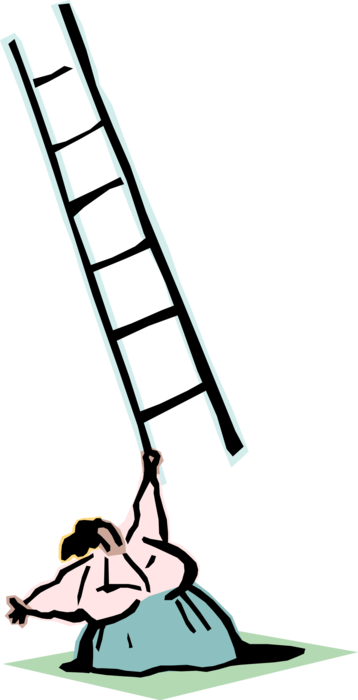 Vector Illustration Of Businesswoman Balances Ladder - Vector Illustration Of Businesswoman Balances Ladder (358x700)