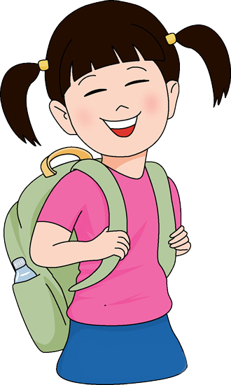 Girl With School Bag Clip Art (330x550)