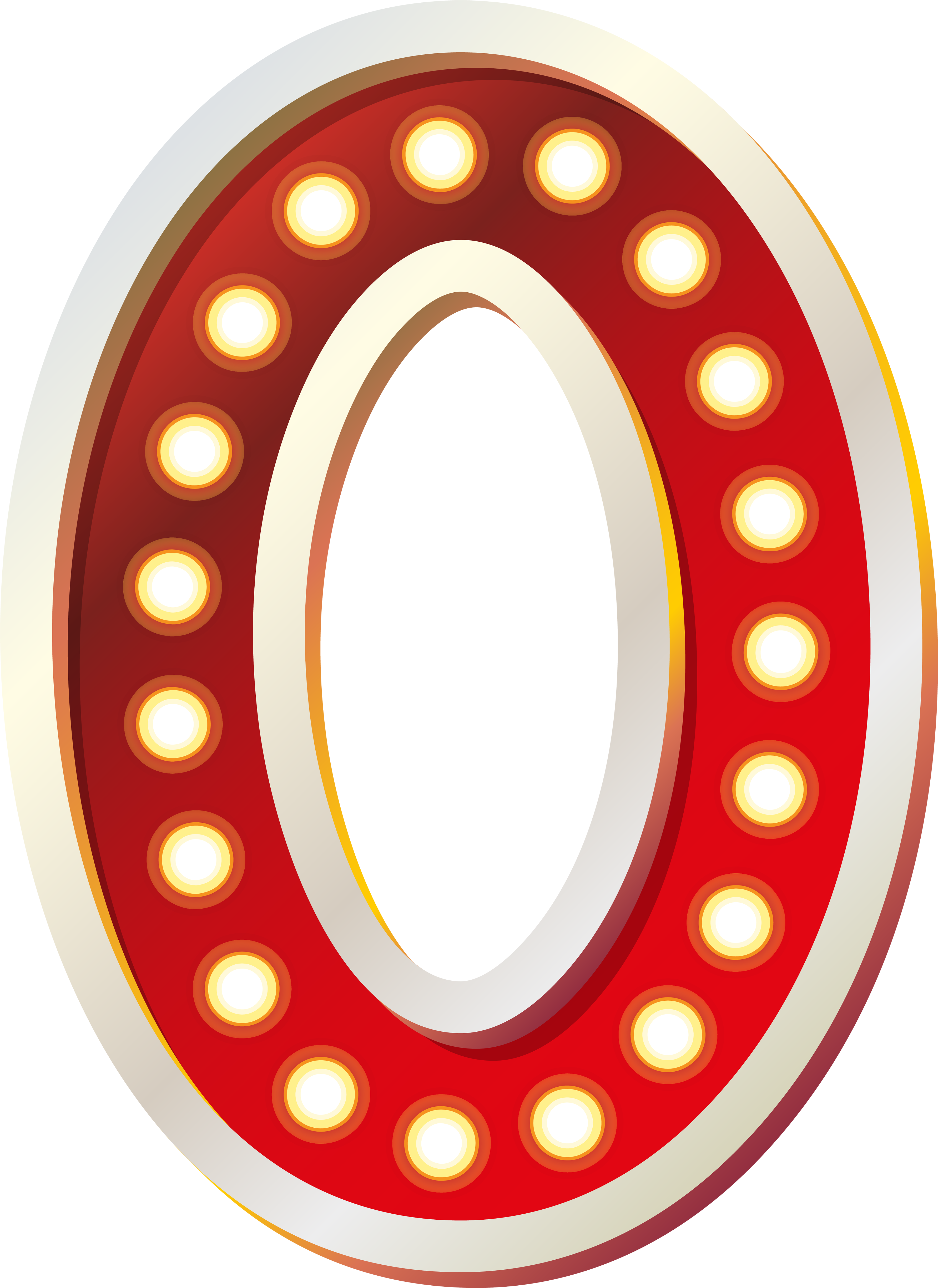 Red Number Zero With Lights Png Clip Art Image - Clipart Png Zero (3639x5000)