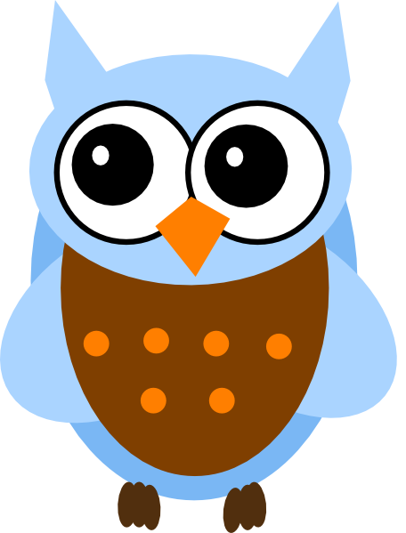 Blue And Orange Owl Clip Art At Clker - Baby Owl Clip Art (456x599)