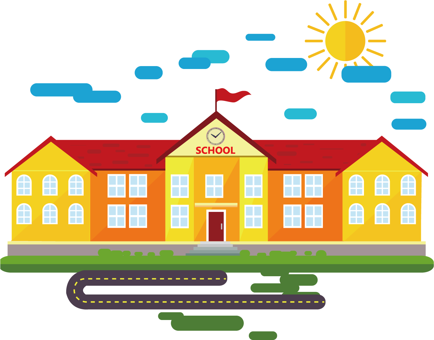 School Cartoon Classroom - School Building Cartoon Png (1500x1500)