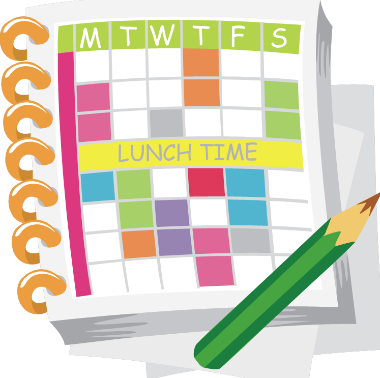 Free Content Schedule School Timetable Clip Art - Organized Schedule (747x743)