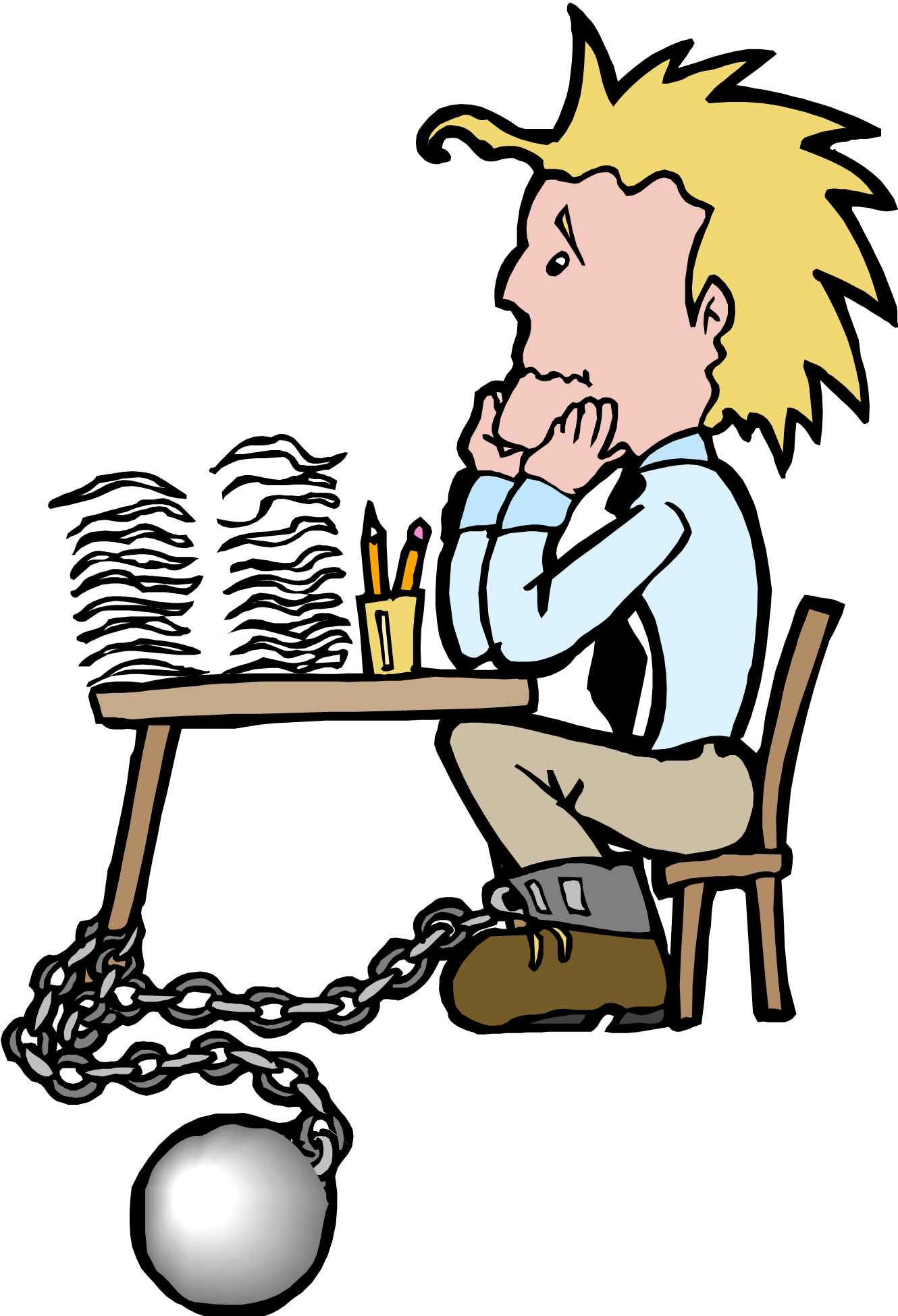 Chained To Desk Cartoon (1330x1950)