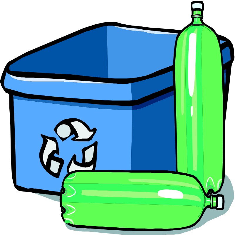 Recycling Bin And Bottles Clip Art Download - Plastic Clip Art (800x800)