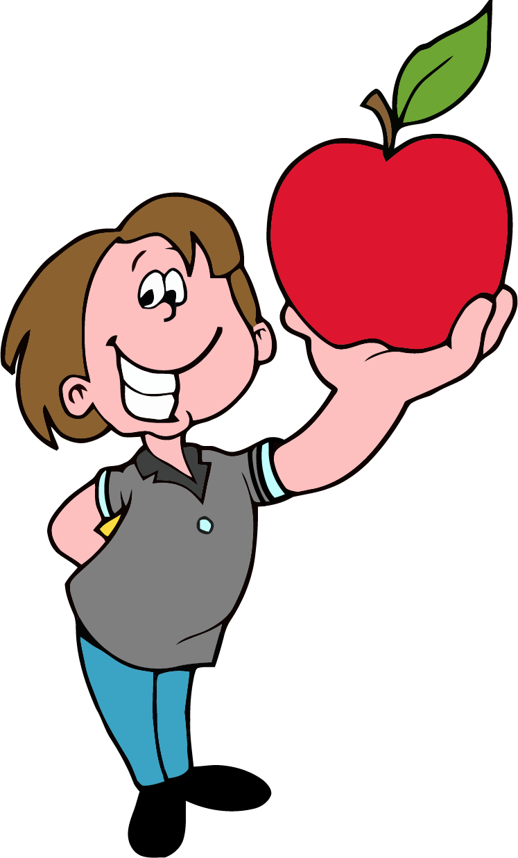 School Boy Apple Png Clipart - Holding An Apple Clip Art (747x1237)